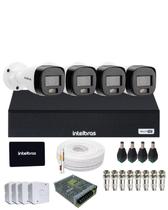 Kit 4 Câmeras Intelbras 3220b Full Color Com Áudio Dvr Mhdx 4 Canais Intelbars Com Ssd 512gb