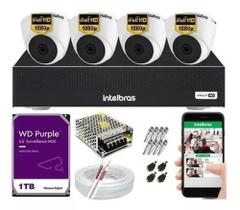 Kit 4 Câmeras Intelbras Dome Full Hd 1220 Dvr 4 Canais C/ Hd