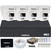 Kit 4 Câmeras Intelbras Full Color 1220D Imagens Coloridas 24hrs DVR Intelbras 1104c SSD 512gb