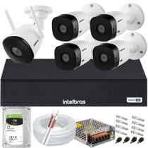Kit 4 Câmeras Intelbras Full Hd 1220b Dvr 4 Canais 1004c 500gb + 1 Câmera De Video Wi-fi Mibo Im5