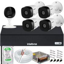 Kit 4 Câmeras Intelbras Full Hd 1220b Dvr 4 Canais 1004c 500gb + 1 Câmera De Video Wi-fi Mibo Imx