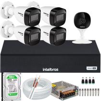 Kit 4 Câmeras Intelbras Full Hd 1220b Dvr 4 Canais 1004c 500gb + 1 Câmera De Video Wi-fi Mibo Imx