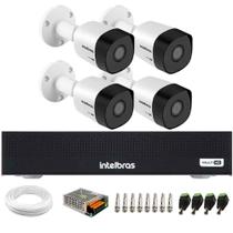 Kit 4 Câmeras Intelbras HD 720p VHD 3120 B G7 Bullet Visão Noturna 20m Proteção IP67 + Dvr Intelbras MHDX 1004-C 4 Canais