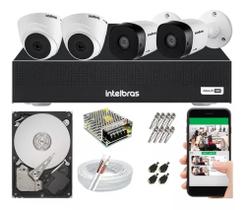 Kit 4 Câmeras Intelbras Multi Hd Dvr 4 Canais C/ Hd Completo