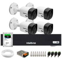 Kit 4 Câmeras Intelbras VHC 1120 B HD 720p Visão Noturna 20m IP66 + Gravador Digital de vídeo Intelbras MHDX 1104-C + HD SkyHawk 1TB