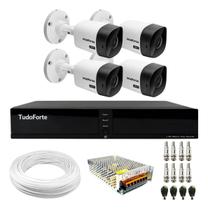Kit 4 Câmeras Intelbras VHC 1120 B HD 720p Visão Noturna 20m Resistente à Chuva IP66 + Dvr Tudo Forte TFHDX 3304 Full HD 4 Canais Com App Xmeye