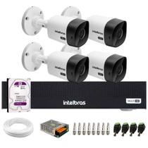 Kit 4 Câmeras Intelbras VHC 1120 B HD 720p Visão Noturna 20m Resistente à Chuva IP66 + Gravador Digital de vídeo Intelbras MHDX 1104-C + HD 1TB