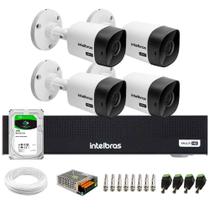 Kit 4 Câmeras Intelbras VHC 1120 B HD 720p Visão Noturna Infravermelho 20m Proteção IP66 + DVR Intelbras MHDX 1004-C 4 Canais + HD 1TB BarraCuda