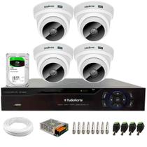 Kit 4 Câmeras Intelbras VHC 1120 D HD 720p Dome Infravermelho de 20 metros Lente 2.8mm + Dvr Tudo Forte TFHDX 3304 Full HD 4 Canais + HD 2TB BarraCuda