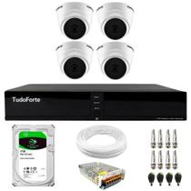 Kit 4 Câmeras Intelbras VHD 1120 D G7 HD 720p Dome Lente 2.8mm Visão Noturna 20M + Dvr Tudo Forte TFHDX 3304 Full HD 4 Canais + HD 1TB BarraCuda