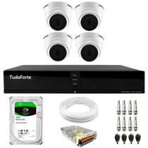 Kit 4 Câmeras Intelbras VHD 1120 D G7 HD 720p Dome Lente 2.8mm Visão Noturna 20M + Dvr Tudo Forte TFHDX 3304 Full HD 4 Canais + HD 2TB BarraCuda