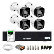 Kit 4 Câmeras Intelbras VHD 1220 B G7 Full Color Bullet Full HD 1080p Multi HD IR 20m + Dvr Intelbras MHDX 1004-C 4 Canais + HD 1TB Barracuda