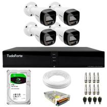 Kit 4 Câmeras Intelbras VHD 1220 B G7 Full Color Bullet Full HD 1080p Multi HD IR 20m + DVR Tudo Forte TFHDX 3304 4 Canais + HD 1TB BarraCuda