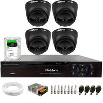 Kit 4 Câmeras Intelbras VHD 1220 D Dome Black Full HD 1080p, Lente 2.8mm, Visão Noturna 20m + Dvr Tudo Forte TFHDX 3304 4 Canais + HD 1TB BarraCuda
