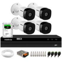 Kit 4 Câmeras Intelbras VHD 1230 B Full HD 1080p Bullet com Visão Noturna de 30m Proteção IP67 + DVR Intelbras MHDX 1204 4 Canais + HD 2TB BarraCuda