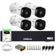 Kit 4 Câmeras Intelbras VHD 1230 B Full HD 1080p Bullet Visão Noturna de 30 metros IP67 + Dvr Intelbras MHDX 1004-C 4 Canais + HD 2TB BarraCuda