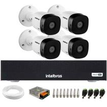 Kit 4 Câmeras Intelbras VHD 1230 B Full HD 1080p Bullet Visão Noturna de 30 metros IP67 + Dvr Intelbras MHDX 1104-C 4 Canais