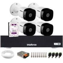 Kit 4 Câmeras Intelbras VHD 1230 B Full HD 1080p Bullet Visão Noturna de 30 metros IP67 + DVR Intelbras MHDX 3004-C 4 Canais + HD 1TB Purple