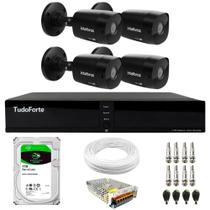 Kit 4 Câmeras Intelbras VHD 1230 B Full HD Bullet Black G7 Visão Noturna 30m IP67 + Dvr Tudo Forte TFHDX 3304 4 Canais App Xmeye + HD 1TB BarraCuda