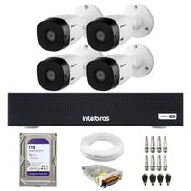 Kit 4 Câmeras Intelbras VHD 1230 B G8 Full HD Visão Noturna 30m IP67 + DVR MHDX 1104-C + HD 1TB