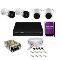 Kit 4 Câmeras Intelbras VHL 1120 B e VHL 1120 D HDCVI Lite + DVR Intelbras MHDX 1204 + HD 1TB Purple