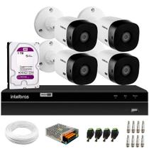 Kit 4 Câmeras Intelbras VHL 1120B HD 720p HDCVI Infra 20m IP66 + DVR Intelbras MHDX 1204 4 Canais + HD 1TB Purple