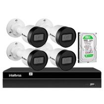 Kit 4 Câmeras Intelbras VIP 1130 B IP67 + Gravador Digital de Vídeo NVR NVD 1404 - 4 Ch + HD 500GB