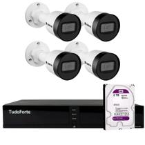 Kit 4 Câmeras Intelbras VIP-C 1230 B IP Bullet Full HD 1080p IP67 Visão Noturna 30m + DVR Tudo Forte TFHDX 3304 4 Canais + HD 2TB Purple