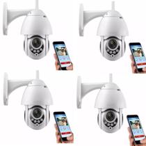 Kit 4 Câmeras ip Rotativa Dome Gira 320º Prova D'água Externa WiFi Infravermelho Visão Noturna Kit 4 Câmeras ip Rotativa Dome Gira 320º Prova D'água Externa WiFi Infravermelho Visão Noturna