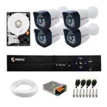 Kit 4 Câmeras Jlprotec Fullhd Infravermelho + Dvr 4 Canais + Hd 500gb