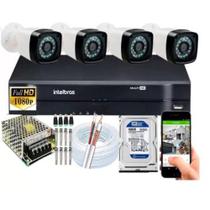 Kit 4 Cameras Segurança 1080p Full Hd Dvr Intelbras 4ch C/hd 160Gb residencial