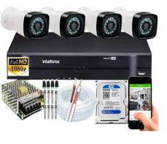 Kit 4 Cameras Segurança 1080p Full Hd Dvr Intelbras 4ch C/hd 500Gb