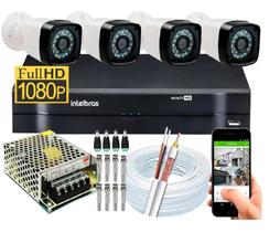 Kit 4 Cameras Segurança 1080p Full Hd Dvr Intelbras 4ch S/hd