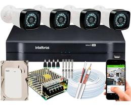 Kit 4 Cameras Segurança 720p Full Hd Dvr Intelbras 4ch c/hd