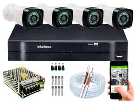 Kit 4 Cameras Segurança 720p Full Hd Dvr Intelbras 4ch S/hd com 200 metros de cabo