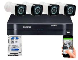 Kit 4 Câmeras Segurança 720p Hd Dvr Full Hd Intelbras 4ch c/Hd 500gb