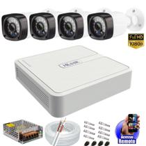Kit 4 Cameras Segurança Bullet Full HD 1080p Visão Noturna 20M IP66 Dvr Hilook 4ch s/hd