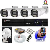 Kit 4 Câmeras Segurança Colorida Dia Noite Full Color 2mp 1080p 20m Infra Dvr 4 Canais Cloud Remoto