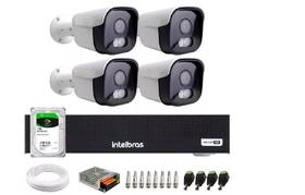 Kit 4 Câmeras Segurança Cores A Noite 1220 Dvr Intelbras 1tb