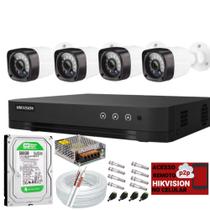 Kit 4 Cameras Segurança Hd Dvr Hikvision 4ch c/hd 500GB