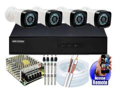 Kit 4 Cameras Segurança Hd Dvr Hikvision 4ch S/hd