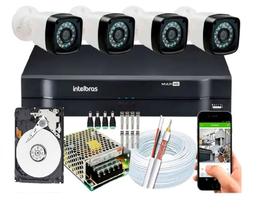 Kit 4 Cameras Segurança Hd Dvr Intelbras Full hd 4ch mhdx C/Hd