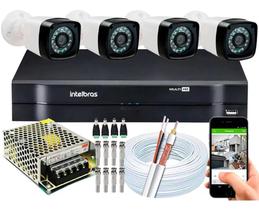 Kit 4 Cameras Segurança Hd Dvr Intelbras mhdx 4ch S/hd