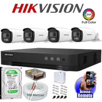 Kit 4 Cameras Segurança Hikvision Colorvu Imagens Norturnas Coloridas Full Hd 20m 1080p c/hd 500GB