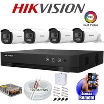 Kit 4 Cameras Segurança Hikvision Colorvu Imagens Norturnas Coloridas Full Hd 20m 1080p s/hd