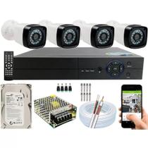 Kit 4 Câmeras Segurança Infra vermelho Residencial Alta Resolução Dvr Full Hd 4 Ch - Monitore via App