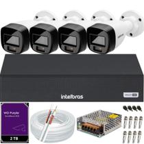 Kit 4 Câmeras Segurança Intelbras VHD 3220b áudio Full Color 1080p Dvr mhdx 3104c 2TB Purple