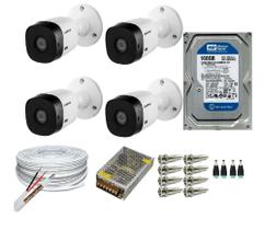 Kit 4 Câmeras Segurança VHC 1120B Hd 720 bullet Intelbras + cabos conectores C/Hd 160GB