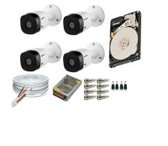 Kit 4 Câmeras Segurança VHC 1120B HD 720 bullet Intelbras + cabos conectores C/Hd 160gb