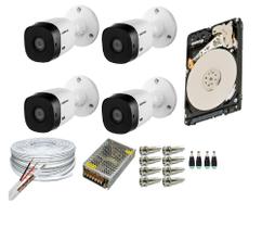 Kit 4 Câmeras Segurança VHC 1120B HD 720 bullet Intelbras + cabos conectores C/Hd 250gb Kit 4 Câmeras Segurança VHC 1120B HD 720 bullet Intelbras + cabos conectores C/Hd 250gb